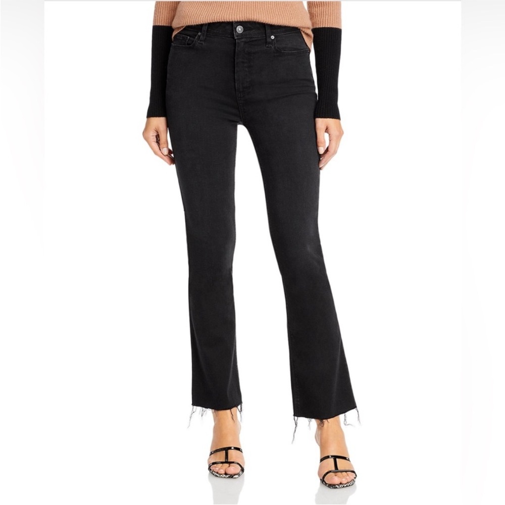 PAIGE 27x28 Claudine Flare Slater Washed Black 0079 bootcut flare jeans raw hem